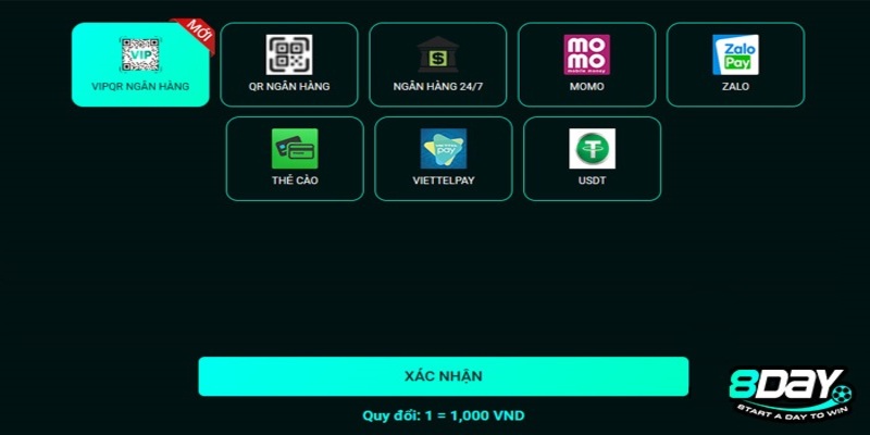 Rút tiền 8DAY dễ dàng qua ví điện tử Mono, ZaloPay và Viettel Pay