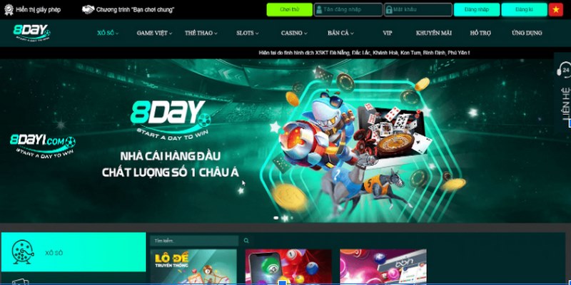 Giao diện nhà cái 8DAY đẹp mắt luôn khiến bet thủ muốn khám phá